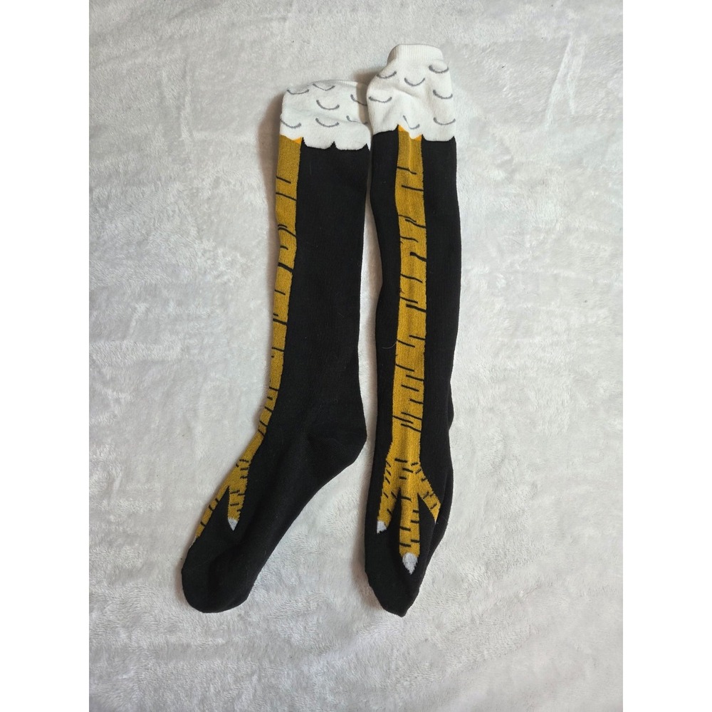 407 Novelty Chicken Feet Socks Black Yellow White Funny Farm Animal Crew Pair
